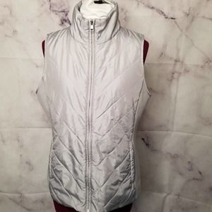 ANN TAYLOR gray zip up women's vest M